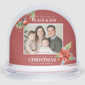 Peace Joy Family Photo Christmas Sneeuwbol (Voorkant)