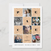 Peace Joy Family Roos Gold Blocks 5 Fotocollage Feestdagenkaart (Voorkant)