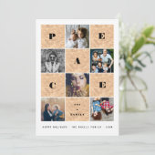 Peace Joy Family Roos Gold Blocks 5 Fotocollage Feestdagenkaart (Staand voorkant)