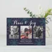 Peace & Joy-fotokaart | 3 Aangepaste foto's Feestdagenkaart (Staand voorkant)