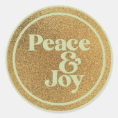 Peace & Joy Goud en Groen Ronde Sticker (Voorkant)