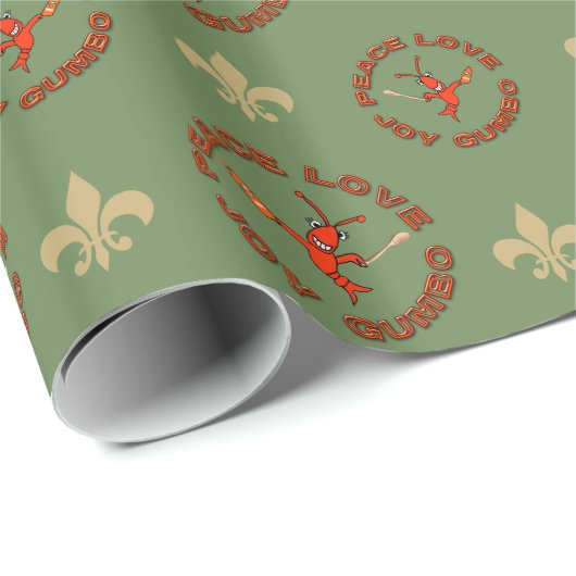 Peace Joy Gumbo Cajun Kerstmis Cadeaupapier (Rol Hoek)