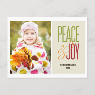 Peace & Joy Holiday-fotokaart Briefkaart