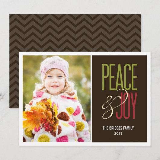 Peace & Joy Holiday-fotokaarten Feestdagenkaart (Voorkant / Achterkant)