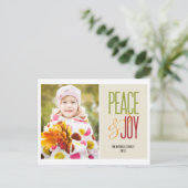 Peace & Joy Holiday Photo Card Postcard Feestdagenkaart (Staand voorkant)