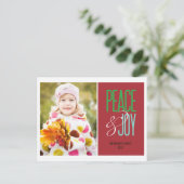 Peace & Joy Holiday Photo Card Postcard Feestdagenkaart (Staand voorkant)