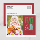 Peace & Joy Holiday Photo Card Postcard Feestdagenkaart (Voorkant / Achterkant)