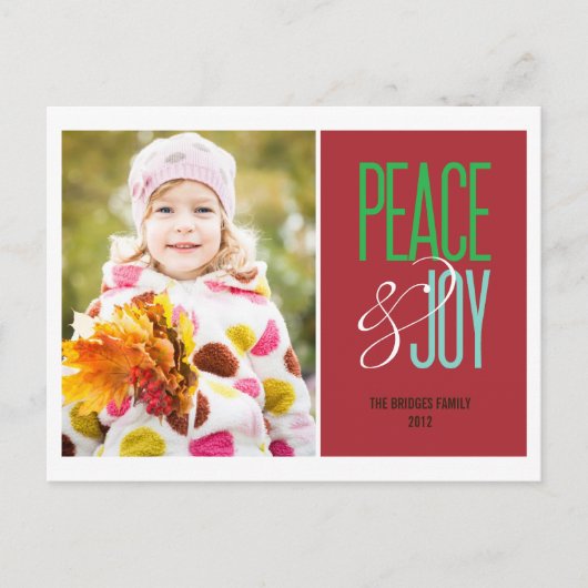 Peace & Joy Holiday Photo Card Postcard Feestdagenkaart (Voorkant)
