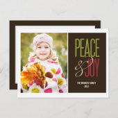 Peace & Joy Holiday Photo Card Postcard Feestdagenkaart (Voorkant / Achterkant)