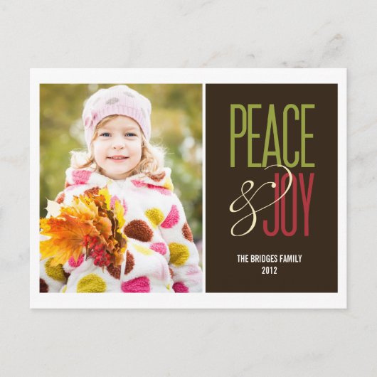Peace & Joy Holiday Photo Card Postcard Feestdagenkaart (Voorkant)