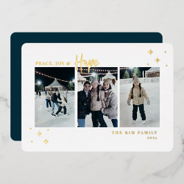 Peace Joy Hope 3 Foto Folie Feestdagenkaart