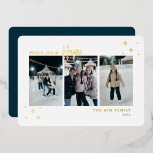 Peace Joy Hope 3 Foto Folie Feestdagenkaart