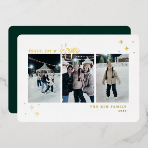 Peace Joy Hope 3 Foto Folie Feestdagenkaart