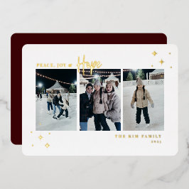 Peace Joy Hope 3 Foto Folie Feestdagenkaart