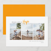 Peace Joy Hope Modern Script Minimalist Photo Feestdagenkaart (Voorkant / Achterkant)
