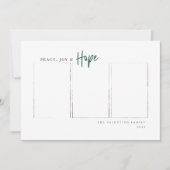 Peace Joy Hope Modern Script Minimalist Photo Feestdagenkaart (Voorkant)