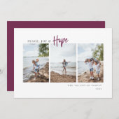 Peace Joy Hope Modern Script Minimalist Photo Feestdagenkaart (Voorkant / Achterkant)