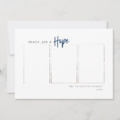 Peace Joy Hope Modern Script Minimalist Photo Feestdagenkaart (Voorkant)