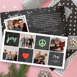 Peace Joy Love Chalkboard Squares Simple 4 Foto Feestdagenkaart<br><div class="desc">Ontworpen door: fat*fa*tin. Eenvoudig aan te passen met uw eigen tekst,  foto of afbeelding. Voor douaneverzoeken,  te contacteren gelieve vet*fa*tin direct. Aangepaste kosten zijn van toepassing op www.zazzle.com/fat_fa_tin www.zazzle.com/color_therapy www.zazzle.com/fatfatin_blue_knot www.zazzle.com/fatfatin_red_knot www.zazzle.com/fatfatin_box www.zazzle.com/fatfatin_ink</div>