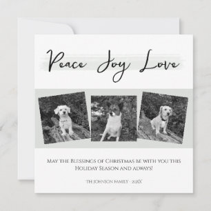 Peace Joy Love Elegant Zwart Wit Kerstfoto Feestdagenkaart