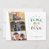 Peace Joy Love Family Foto Kerstvakantie Kaart (Voorkant)