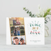Peace Joy Love Family Foto Kerstvakantie Kaart (Staand voorkant)