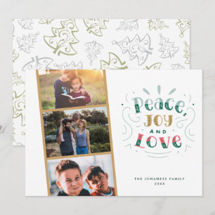 Peace Joy Love Family Foto Kerstvakantie Kaart