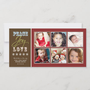 Peace-Joy-Love Family Holiday Photocard (criticus) Feestdagenkaart