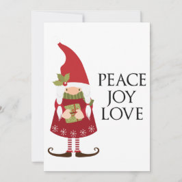 Peace Joy Love Girl Gnome  Feestdagenkaart