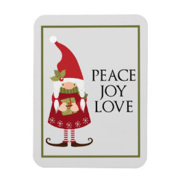 Peace Joy Love Girl Gnome Holiday Magneet