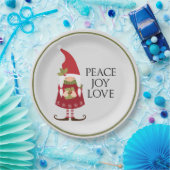 Peace Joy Love Girl Gnome Holiday Papieren Bordje (Feest)