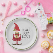 Peace Joy Love Girl Gnome Holiday Papieren Bordje (Feest)