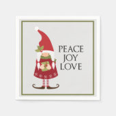 Peace Joy Love Girl Gnome Holiday Servet (Voorkant)