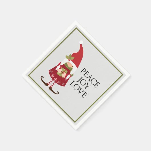 Peace Joy Love Girl Gnome Holiday Servet (Hoek)