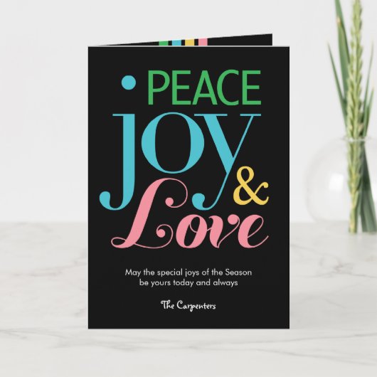 Peace Joy & Love Holiday Greeting Card Feestdagen Kaart (Voorkant)