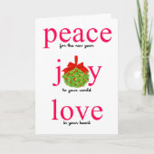 Peace Joy Love Holiday Kaart (Voorkant)