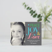 Peace Joy & Love Holiday Photo Card Briefkaart (Staand voorkant)