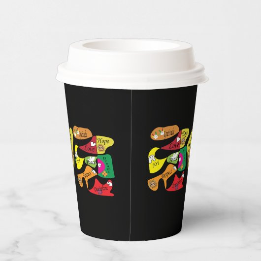 Peace Joy Love Inspirational Quote Paper Cups Papieren Bekers (Rechts)