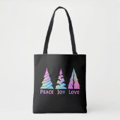 Peace Joy Love-kerstbomen Tote Bag (Voorkant)