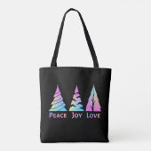 Peace Joy Love-kerstbomen Tote Bag (Achterkant)