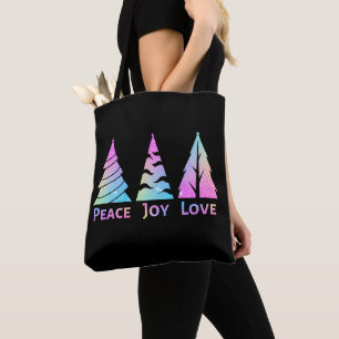 Peace Joy Love-kerstbomen Tote Bag