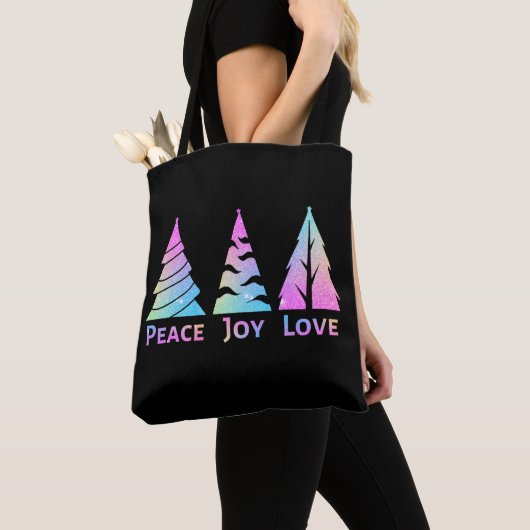 Peace Joy Love-kerstbomen Tote Bag (Dichtbij)