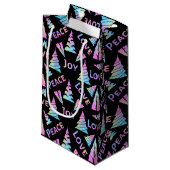 Peace Joy Love-kerstboom Klein Cadeauzakje (Voorkant Gekanteld)