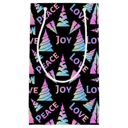 Peace Joy Love-kerstboom Klein Cadeauzakje (Voorkant)