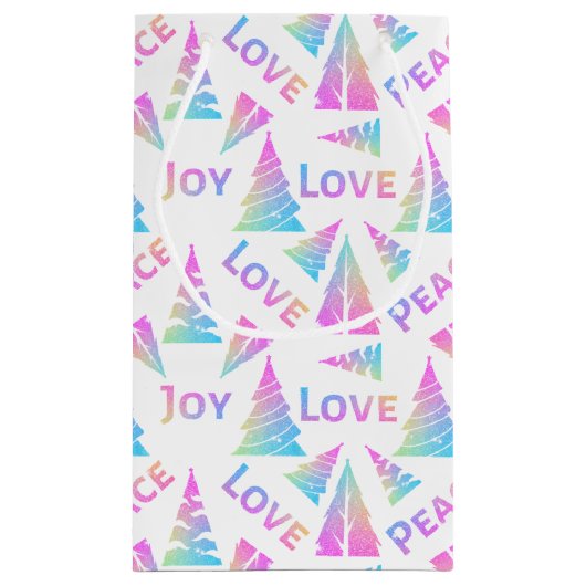 Peace Joy Love kerstboom Small Gift Bag Klein Cadeauzakje (Achterkant)