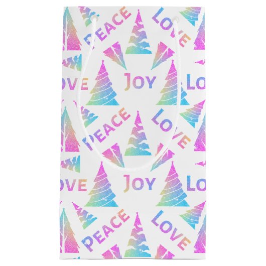 Peace Joy Love kerstboom Small Gift Bag Klein Cadeauzakje (Voorkant)