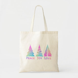 Peace Joy Love-kerstboom Tote Bag