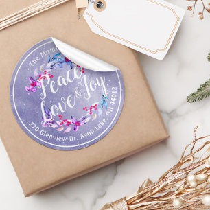 Peace Joy Love Kerstfeest Happy Nieuwjaar Ronde Sticker