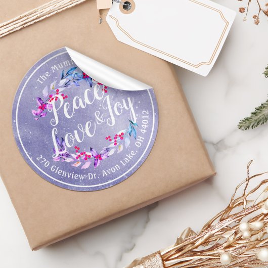 Peace Joy Love Kerstfeest Happy Nieuwjaar Ronde Sticker