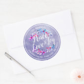 Peace Joy Love Kerstfeest Happy Nieuwjaar Ronde Sticker (Envelop)